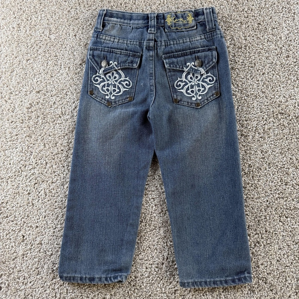 Y2K Kani Gold Jeans Toddler 3T Straight Embroidered Denim Casual Play School